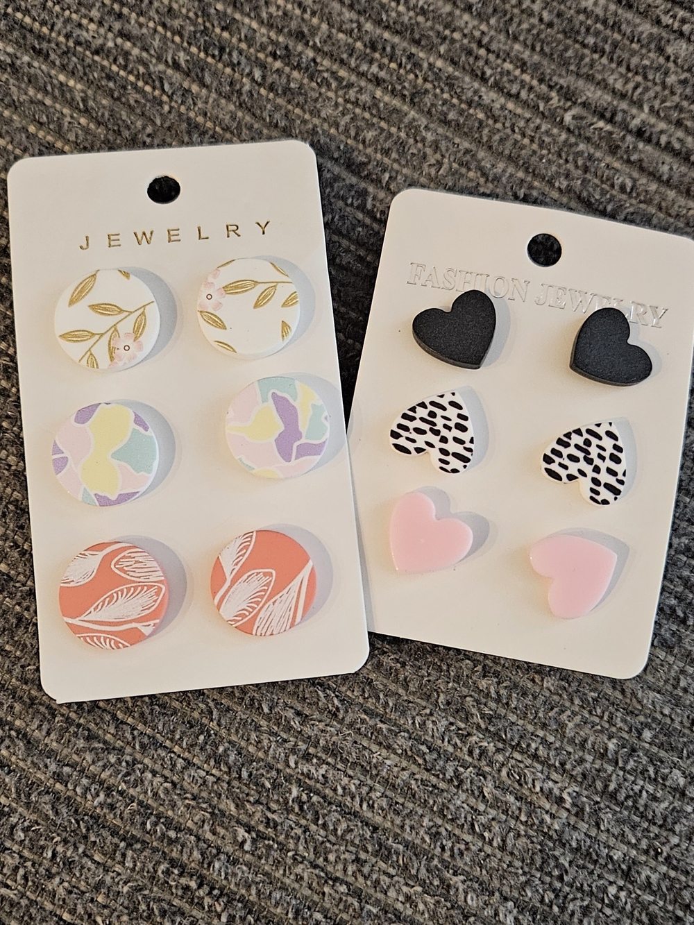 Earring Set - Pastel Pink, Coral & Black Mix